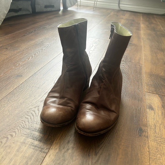 No Brand Other - Men's Vintage Brown Leather Chukka Zip Boots - Sleek Ankle Boot